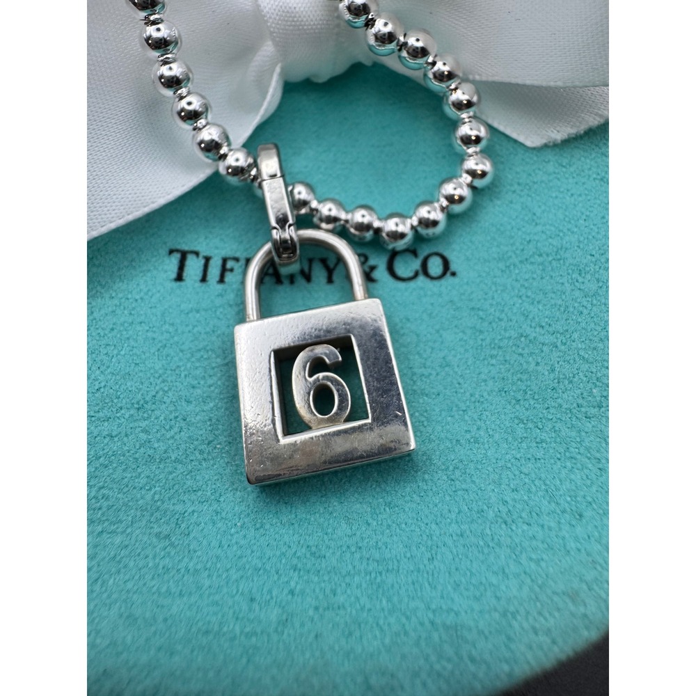 Vintage Tiffany & Co Number 6 Padlock Lock Pendant Charm 925 Retired